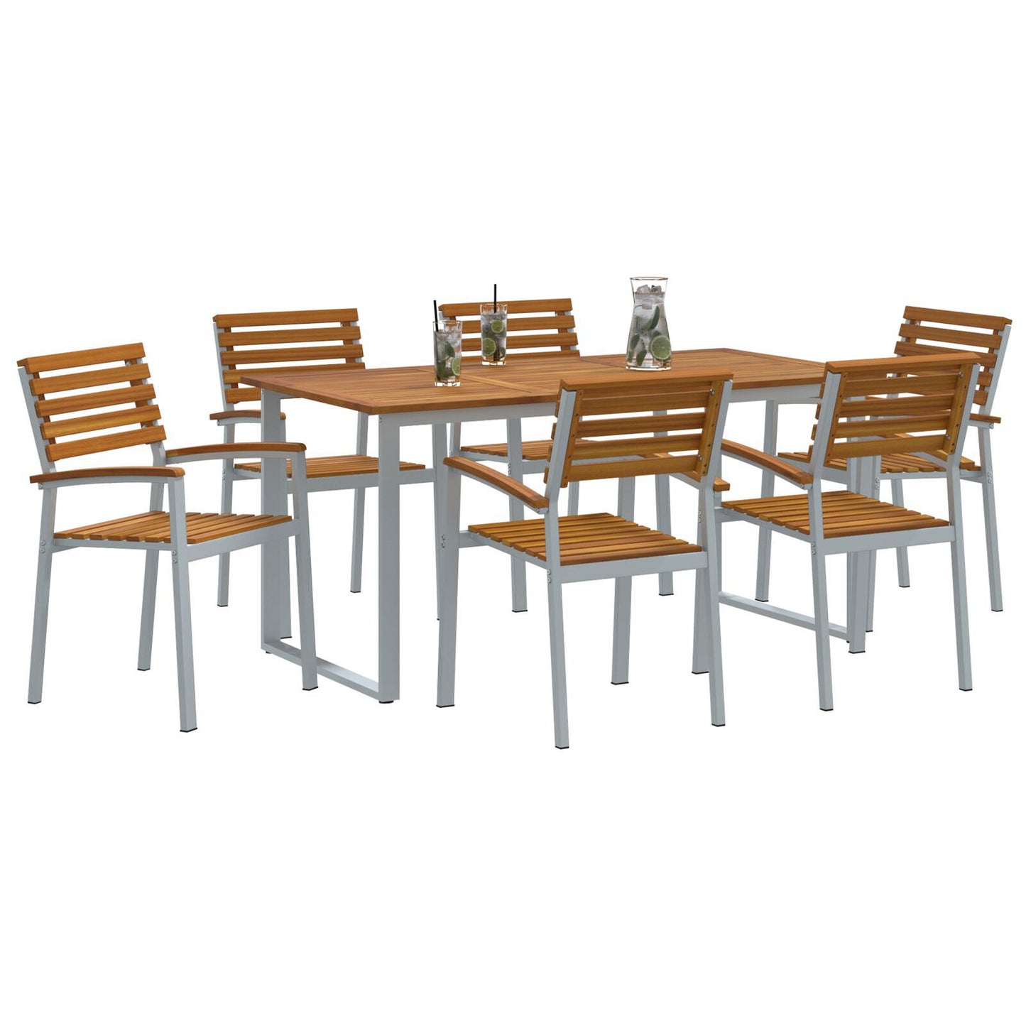 Hage Spisegruppe 7 pcs Grå Solid akasietre