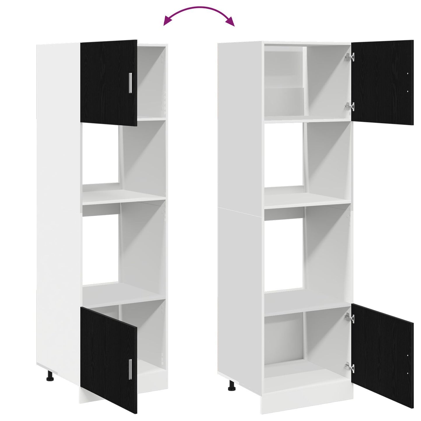 Hengende skap Svart Eik 60 x 57 x 207 cm Konstruert tre