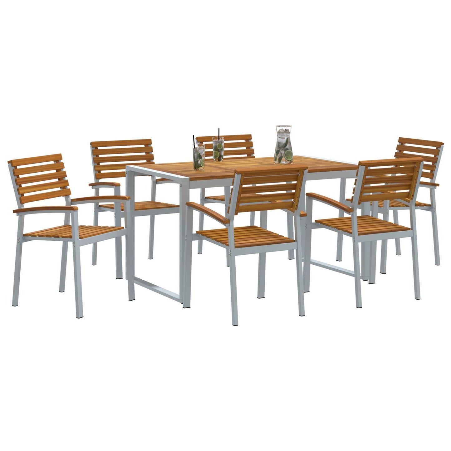Hage Spisegruppe 7 pcs Grå Solid akasietre