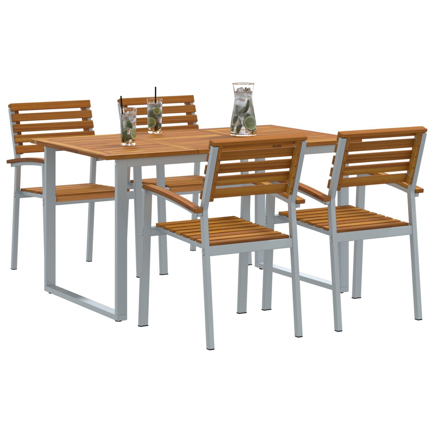 Hage Spisegruppe 5 pcs Grå Solid akasietre