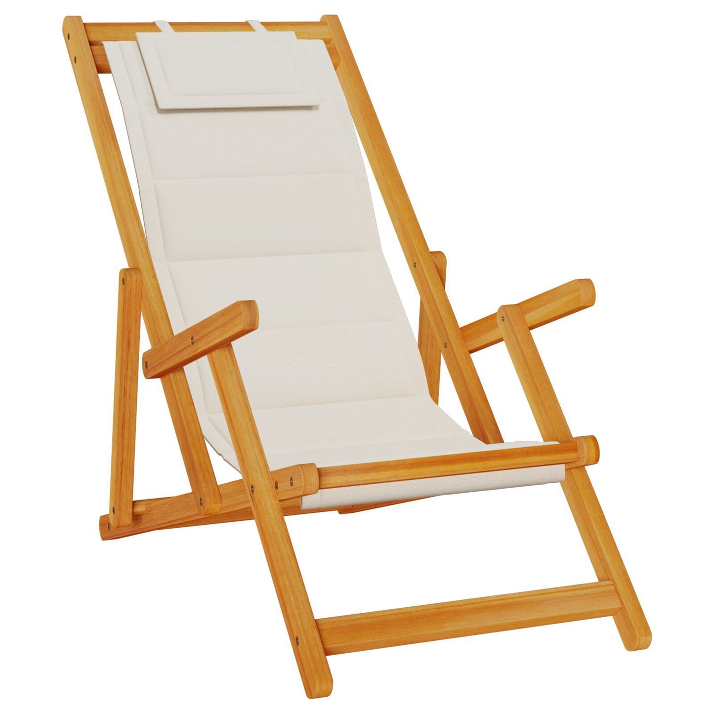 Strandstol med pute 2 pcs Brun Solid akasietre