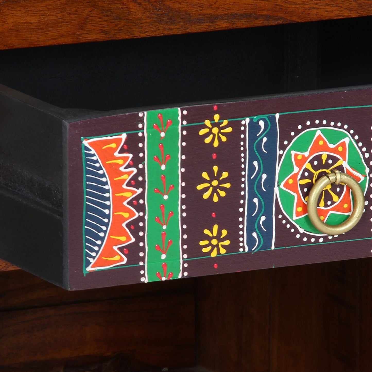 Blomstrete Sluttbord med skuff med lagring Brun 40 x 35 x 75 cm