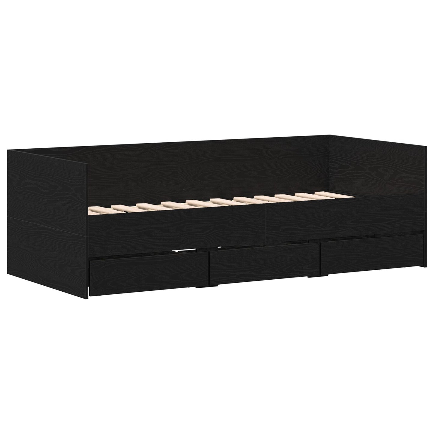 Seng med hodegjerde Svart Eik 90 x 200 cm Konstruert tre