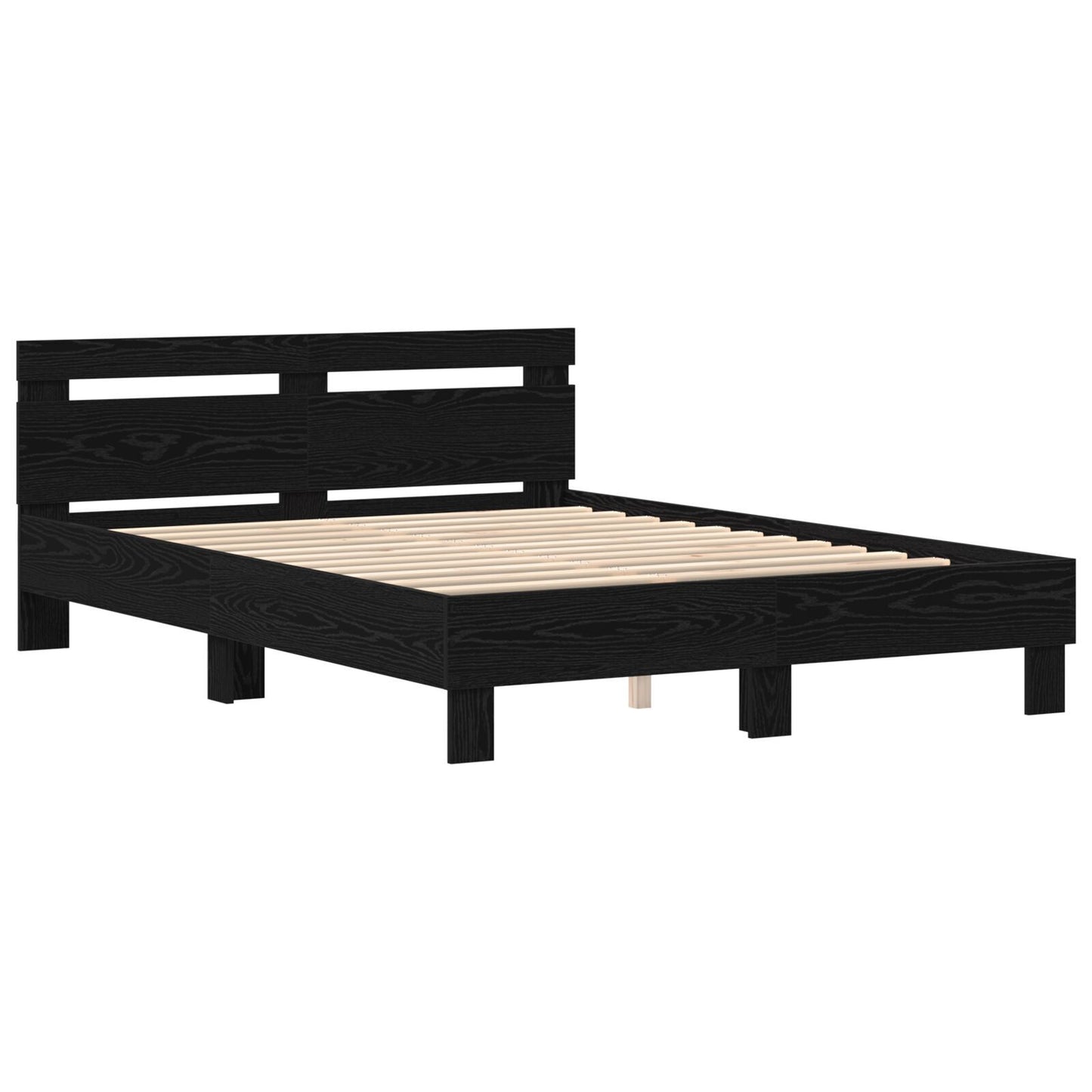 Sengestamme med LED Svart Eik 140 x 190 cm Konstruert tre