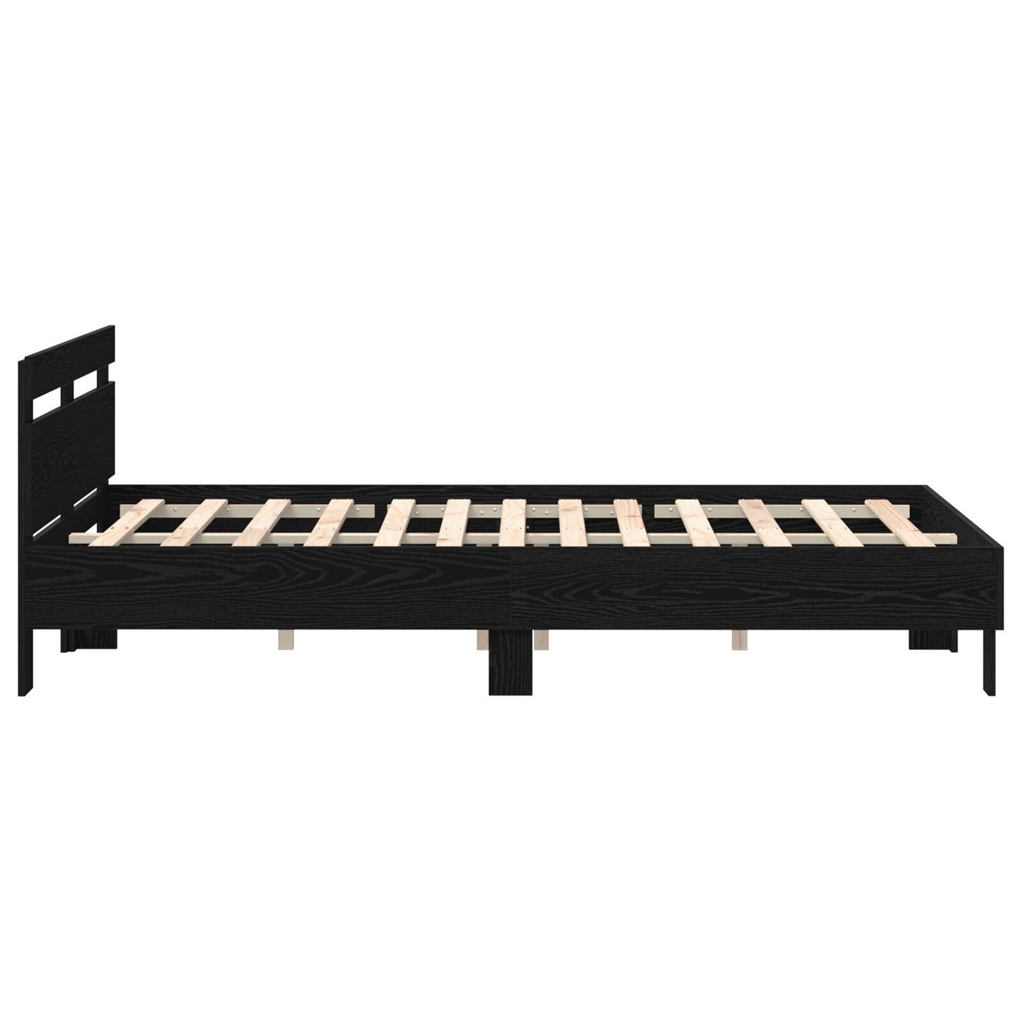 Sengestamme med LED Svart Eik 150 x 200 cm Konstruert tre