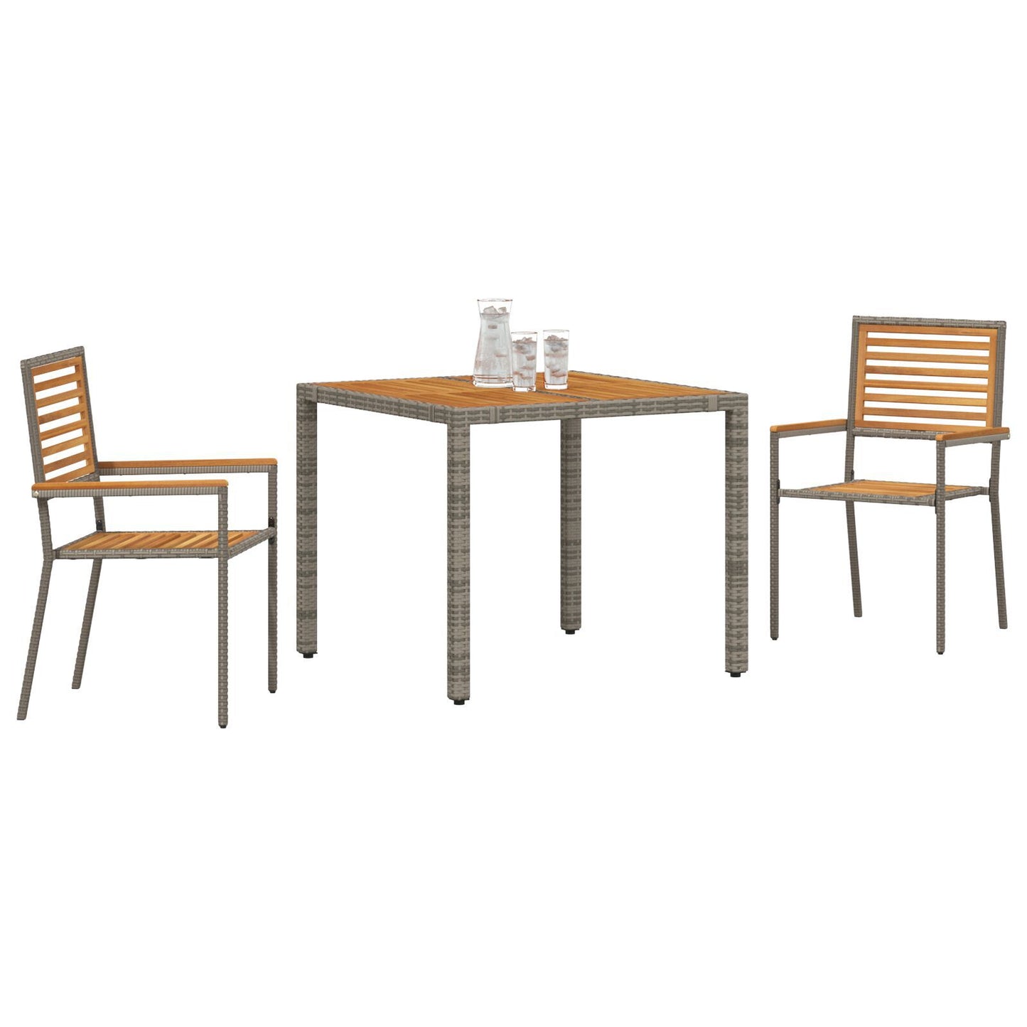 Hage Spisegruppe 3 pcs Grå og Brun polyrotting