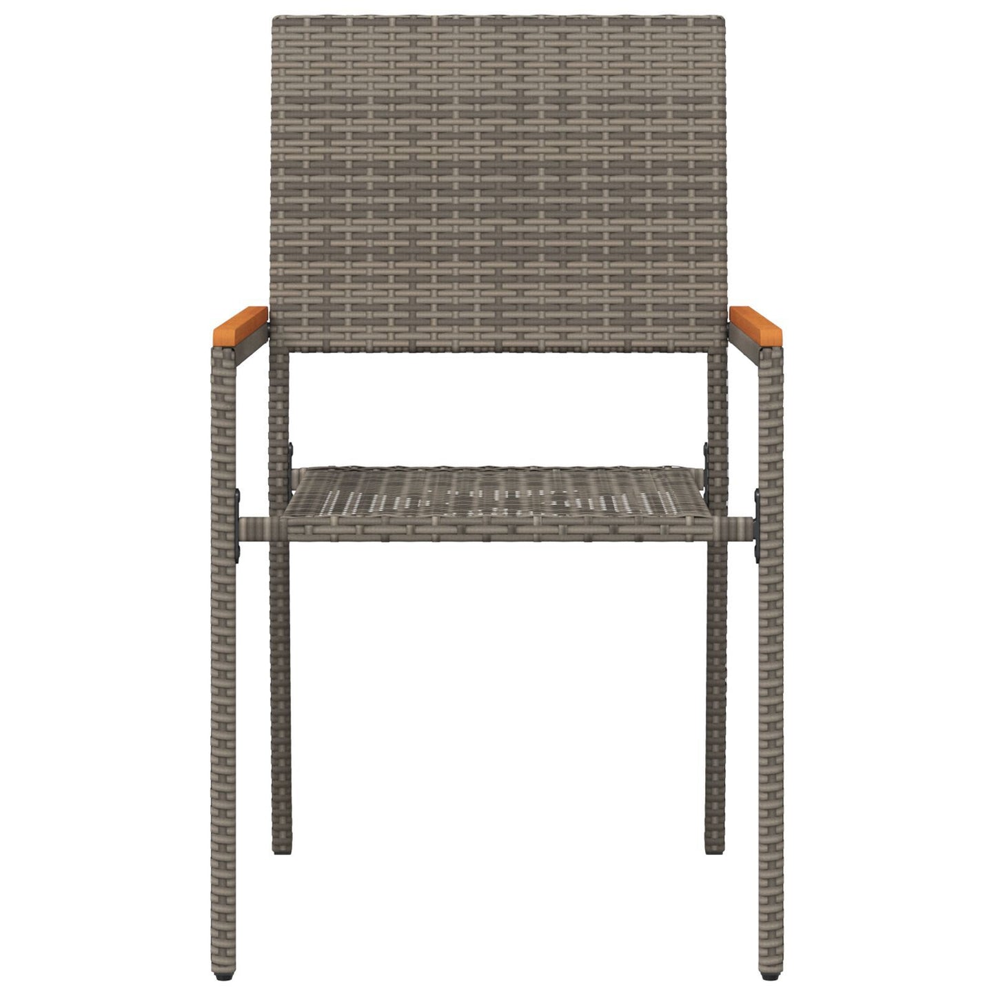 Hage stabelstoler 2 pcs Grå og Brun PE rattan, solid akasietre