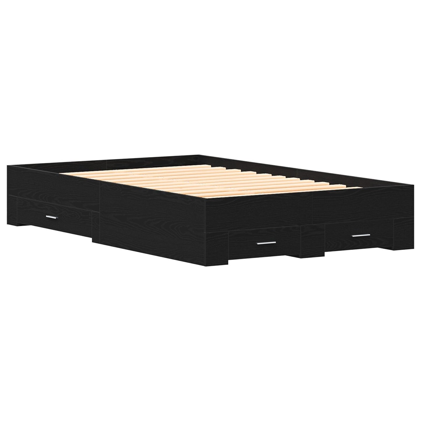 Sengestamme med skuff Svart Eik 120 x 200 cm Konstruert tre