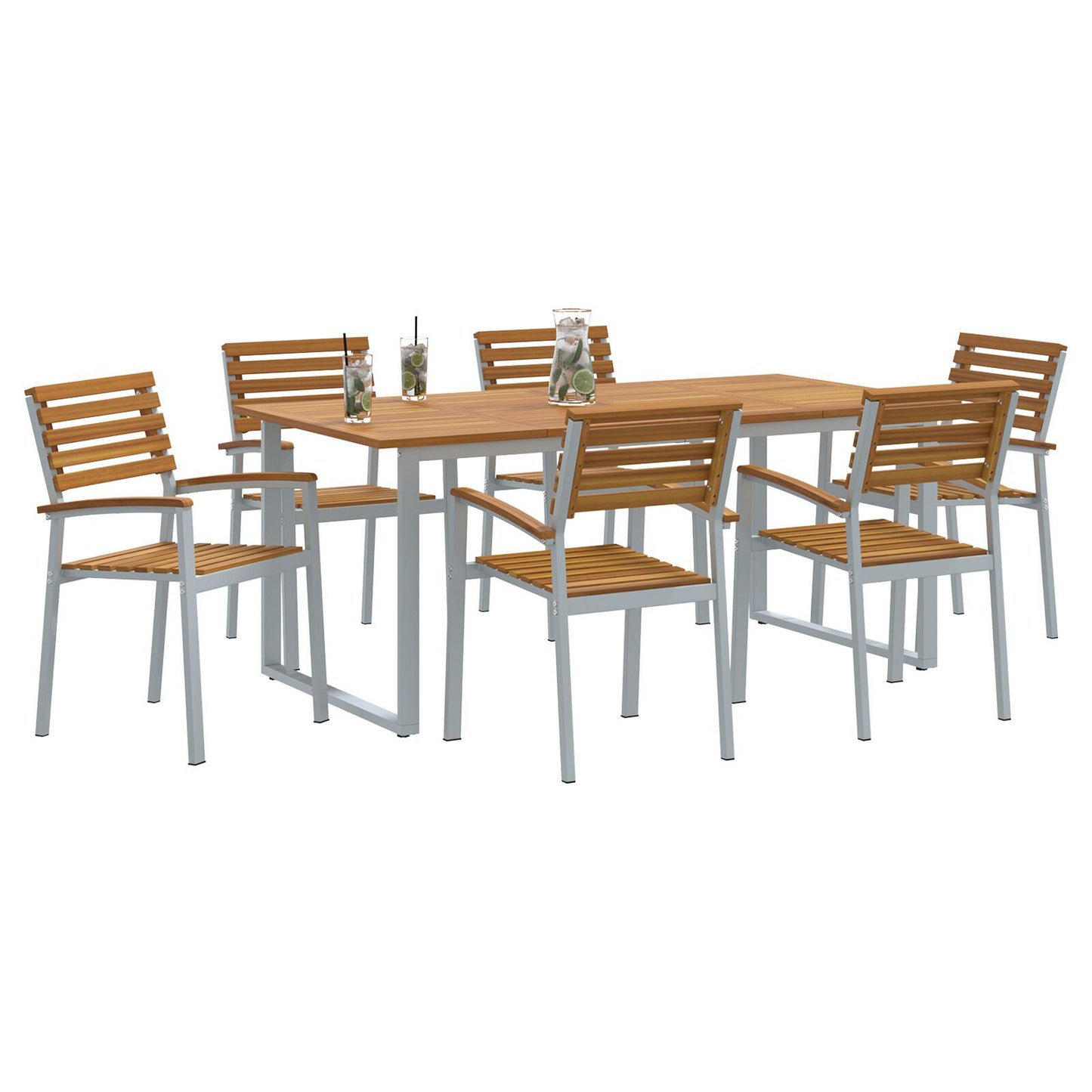 Hage Spisegruppe 7 pcs Grå Solid akasietre