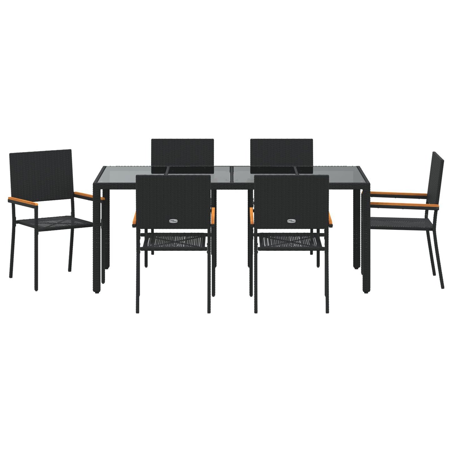 Hage Spisegruppe 7 pcs Svart polyrotting