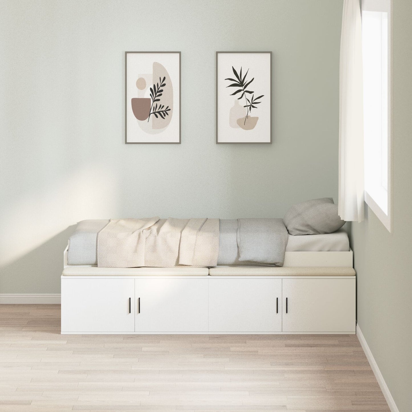 Sengestamme med skuff Hvit 90 x 200 cm Konstruert tre