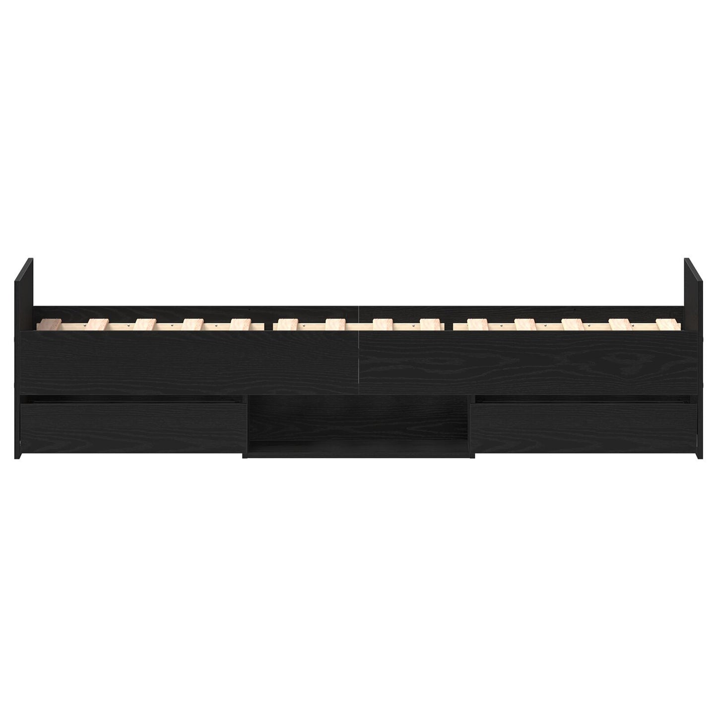 Sengestamme med skuff Svart Eik 193 x 78 x 50 cm Konstruert tre