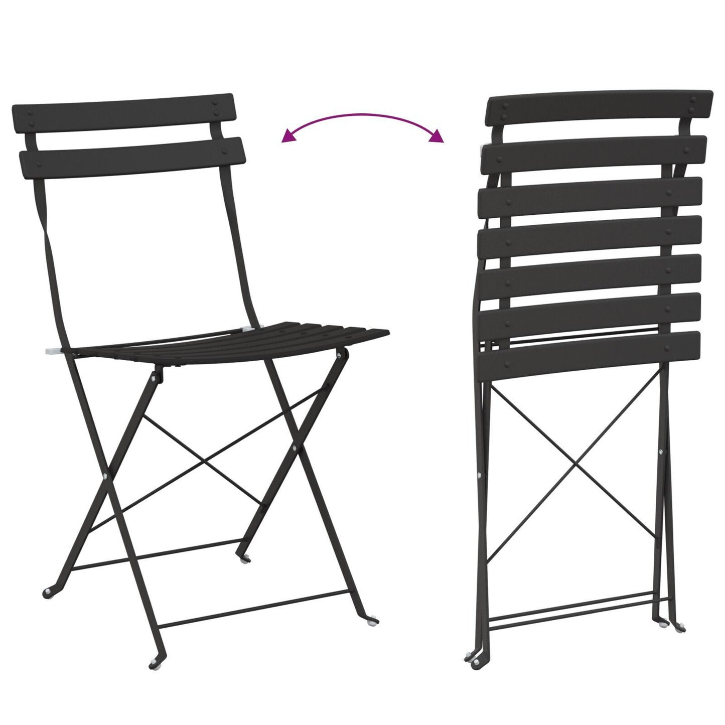 Hage Folding Stol 2 pcs Antrasitt 42 x 46 x 82cm Metall