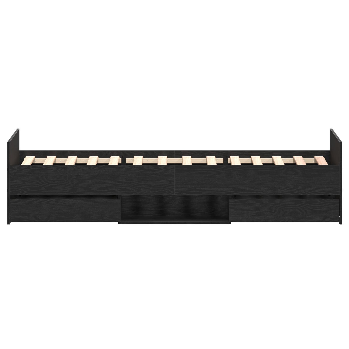 Sengestamme med skuff Svart Eik 193 x 93 x 50 cm Konstruert tre