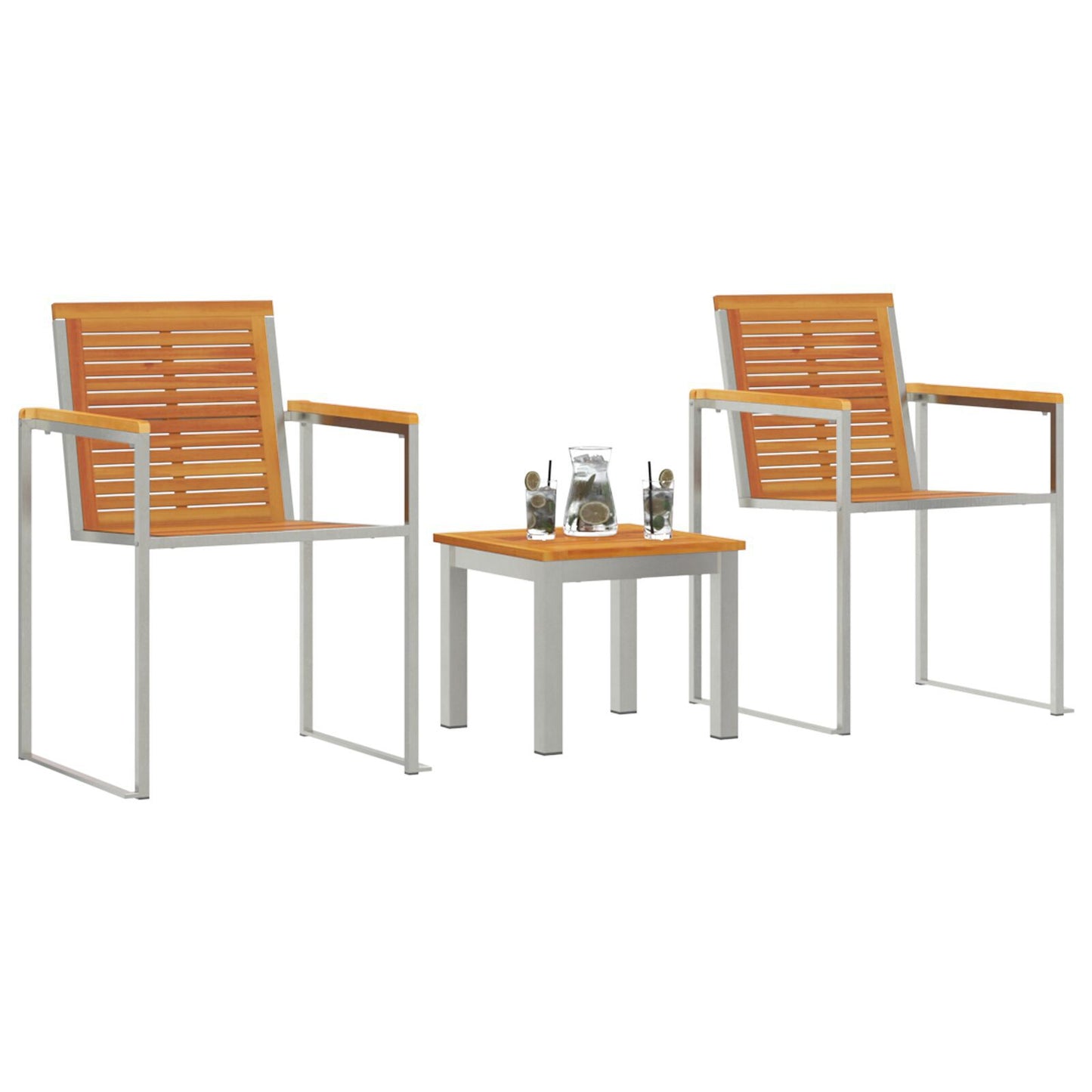 Solstol 3 pcs Brun Massiv akasie tre og rustfritt stål