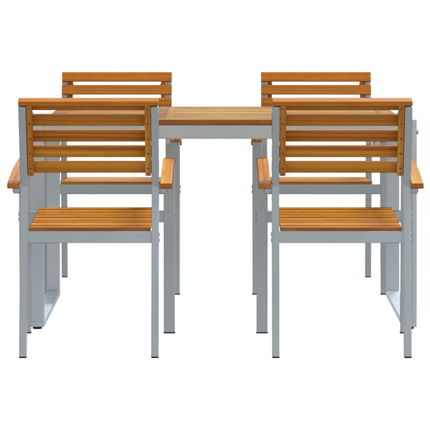 Hage Spisegruppe 5 pcs Grå Solid akasietre