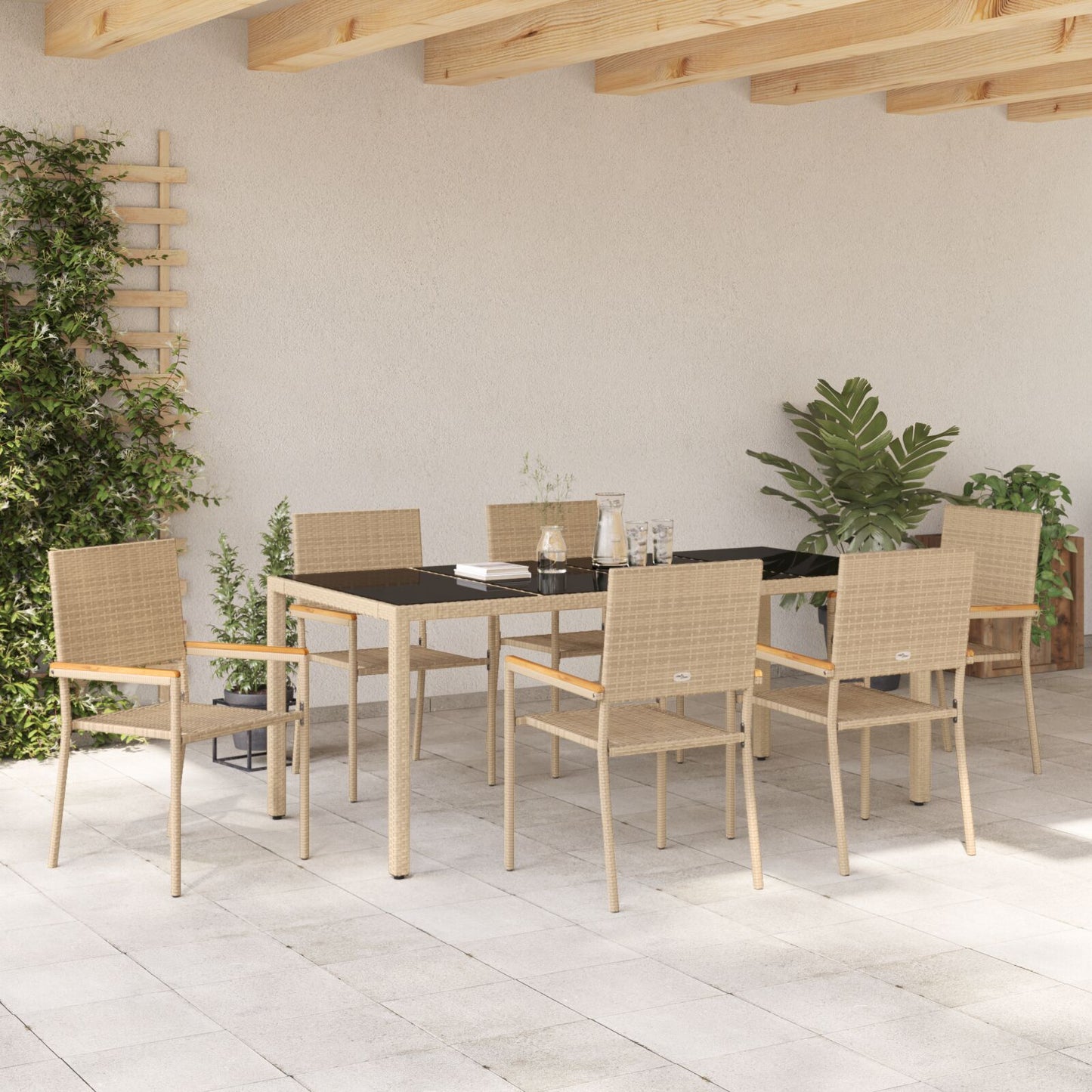 Hage Spisegruppe 7 pcs Beige polyrotting