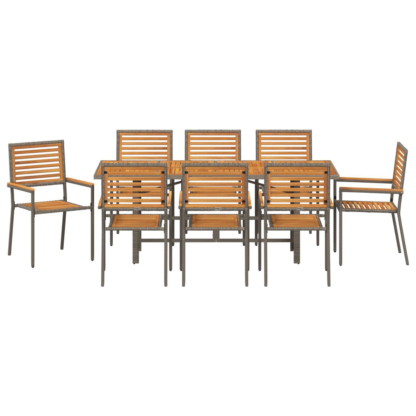 Hage Spisegruppe 9 pcs Grå og Brun polyrotting