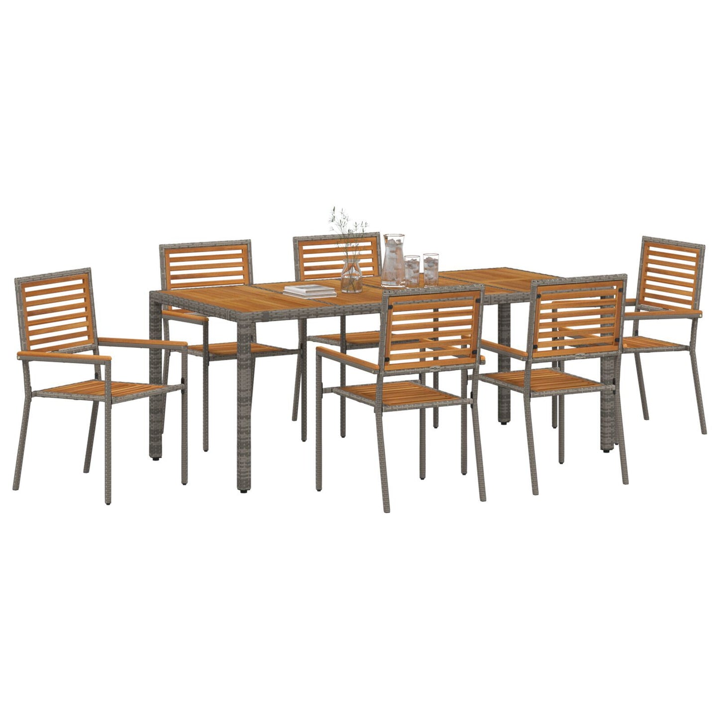 Hage Spisegruppe 7 pcs Grå og Brun polyrotting