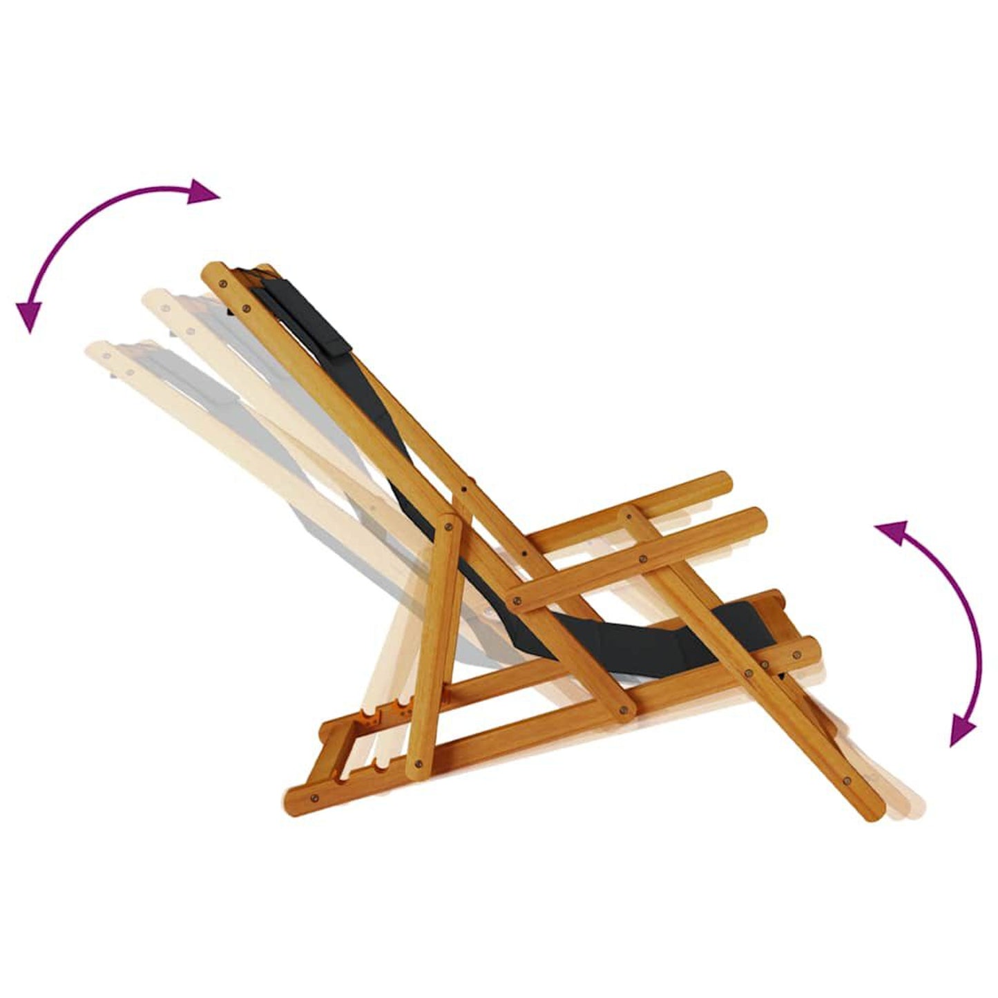 Strandstol med pute 2 pcs Brun Solid akasietre