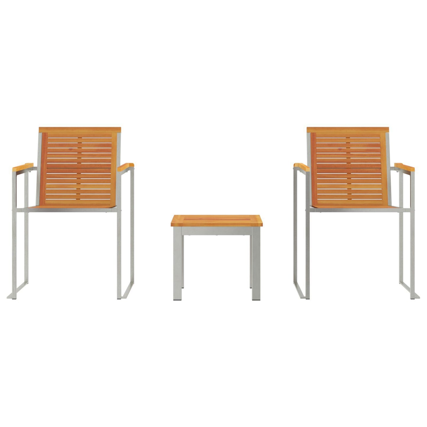 Solstol 3 pcs Brun Massiv akasie tre og rustfritt stål