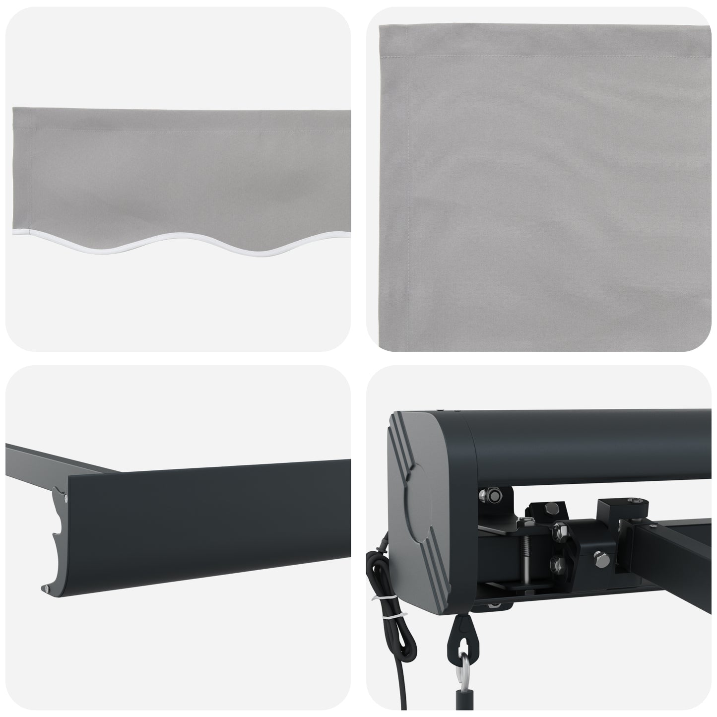 Uttrekkbar markise Lysegrå 300 x 250 x 165 cm Stoff og Metall