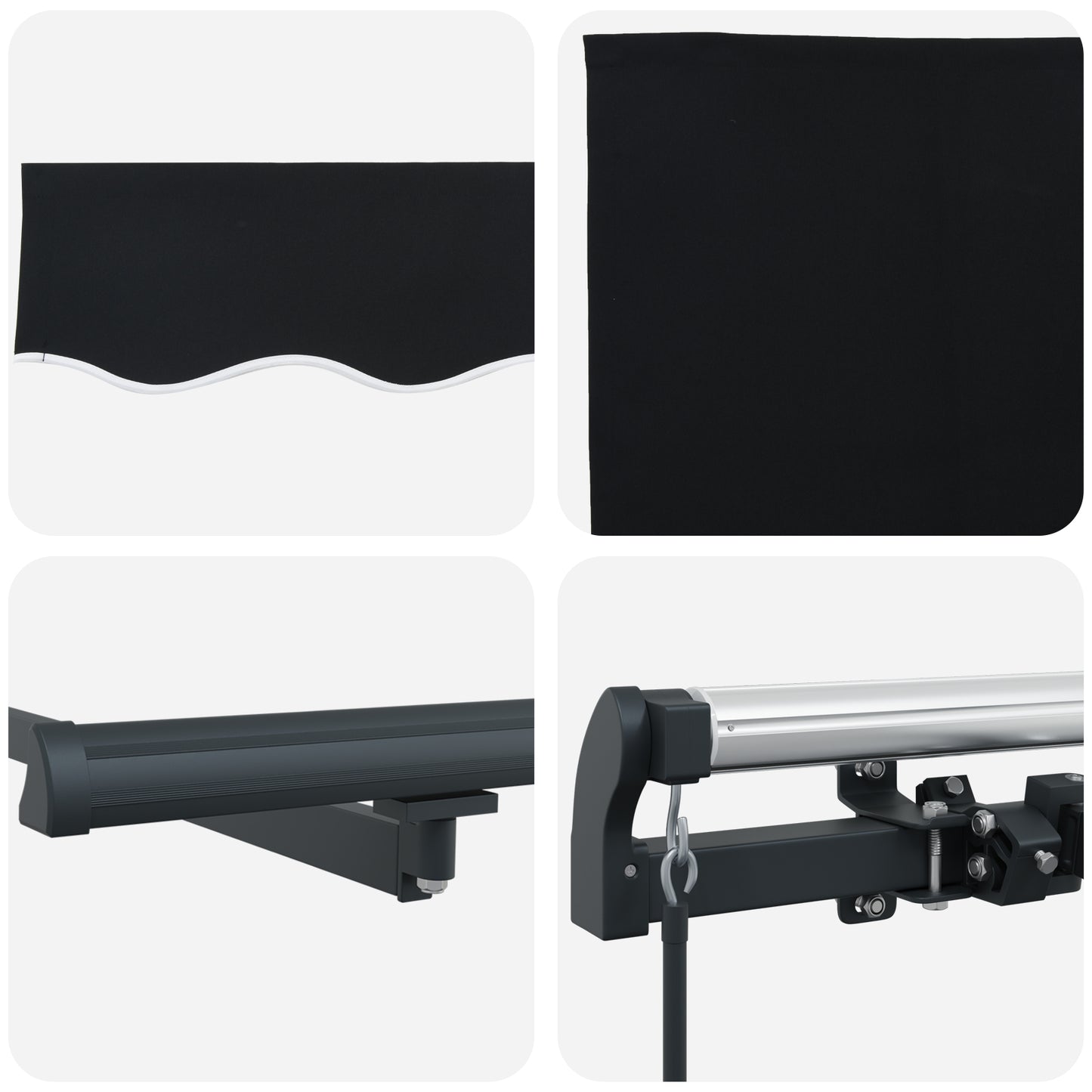 Uttrekkbar markise Svart 400 × 300 cm Polyester og aluminium