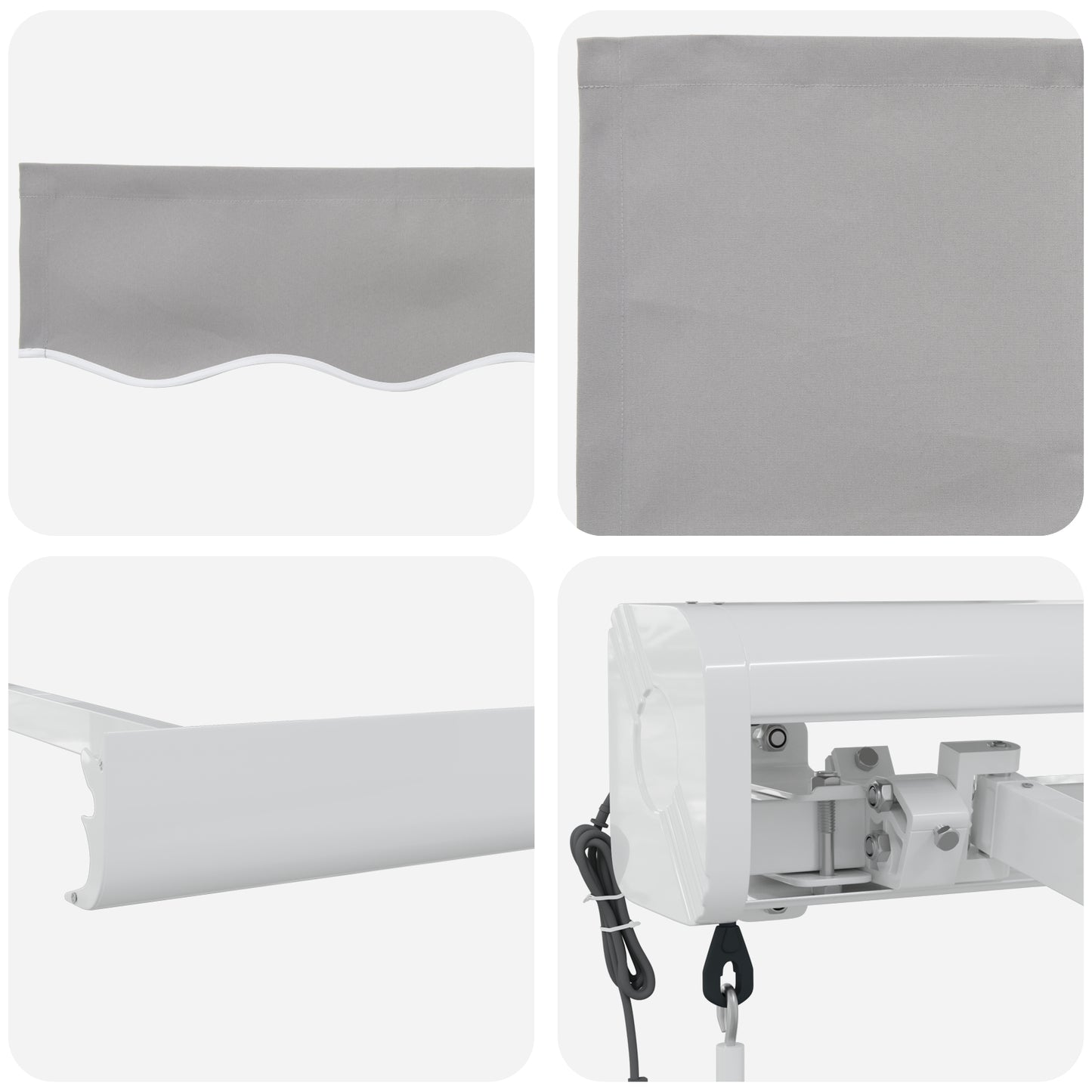 Uttrekkbar markise Lysegrå 300 x 250 x 165 cm Stoff og Metall