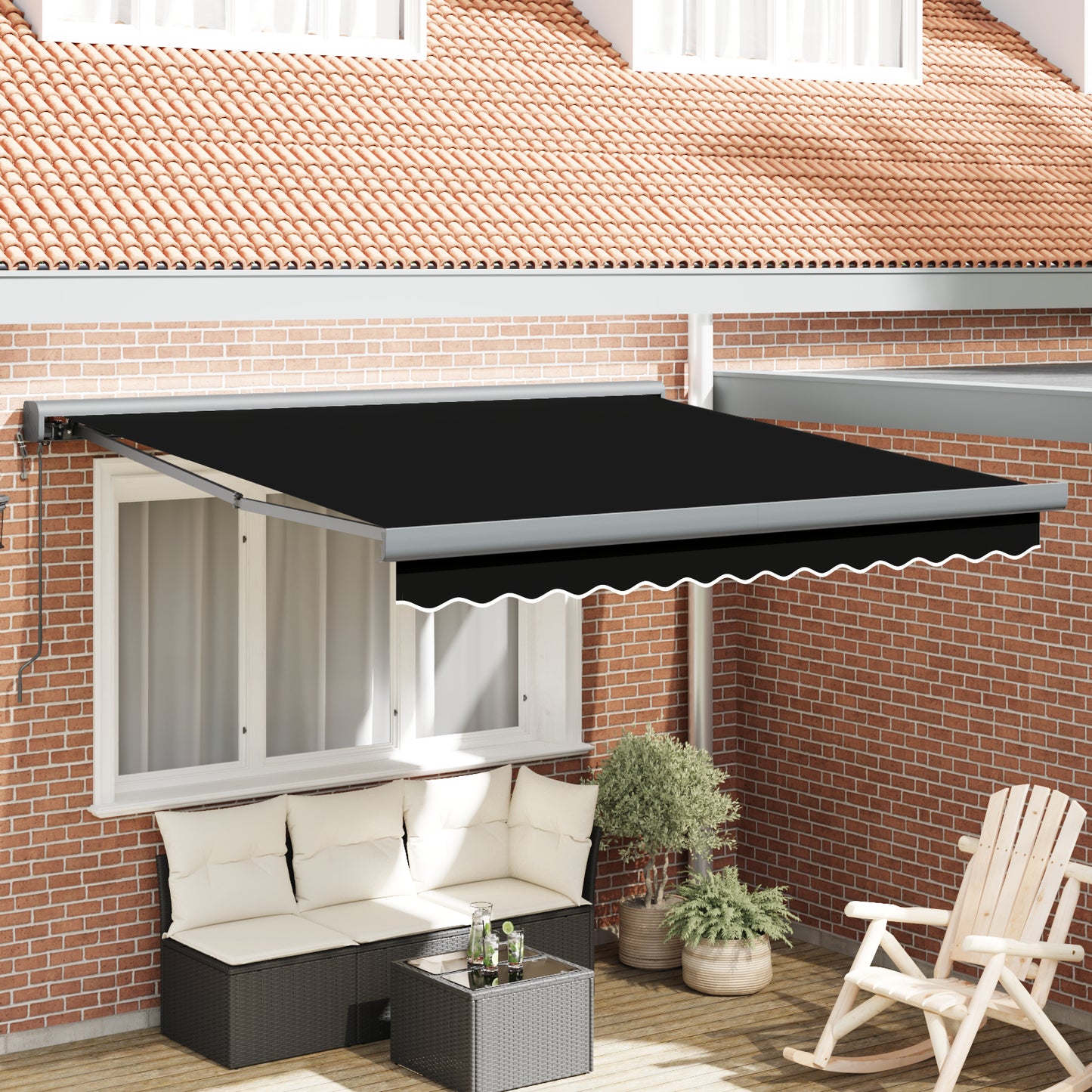 Uttrekkbar markise Svart 300 x 250 x 165 cm Stoff og Metall
