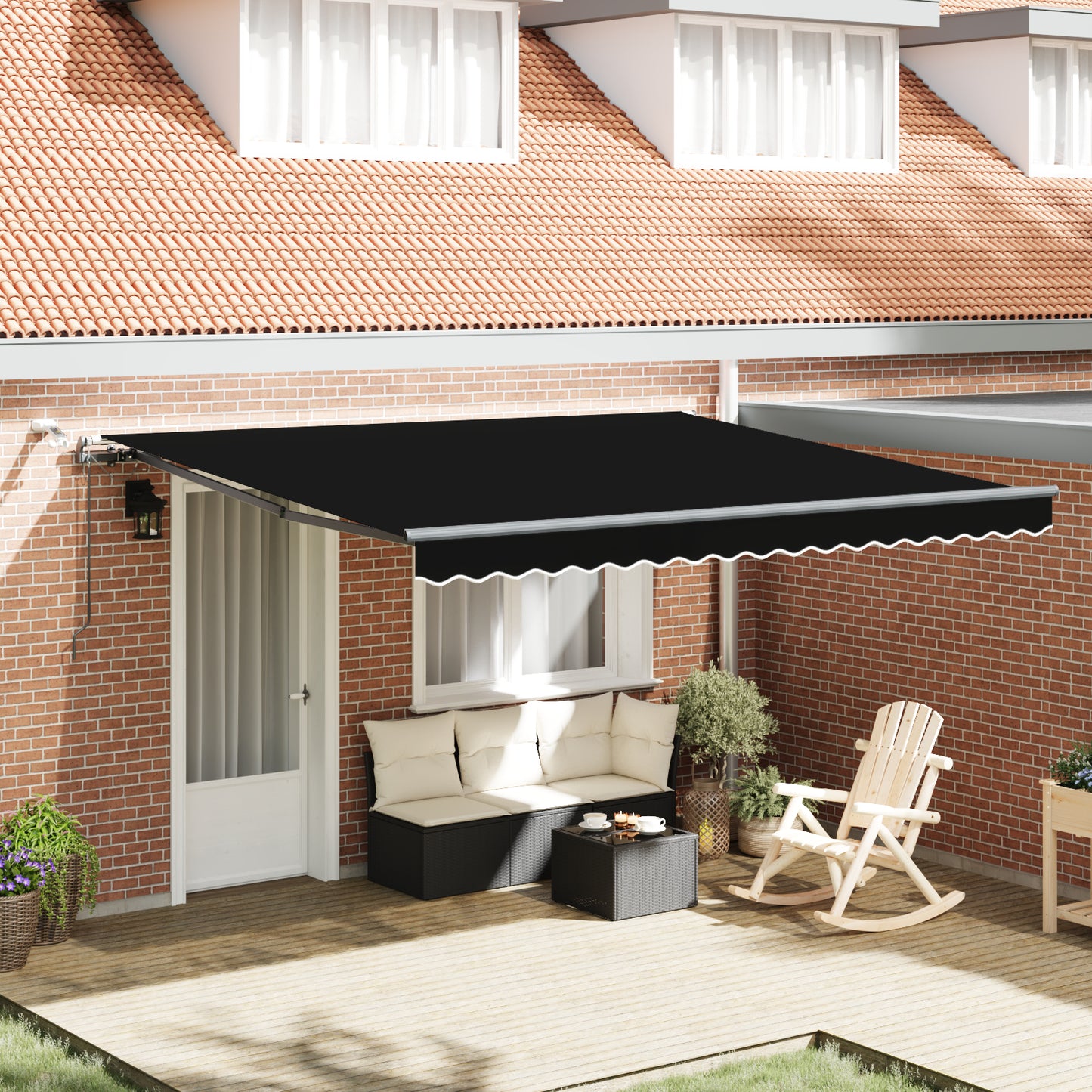 Uttrekkbar markise Svart 400 × 300 cm Polyester