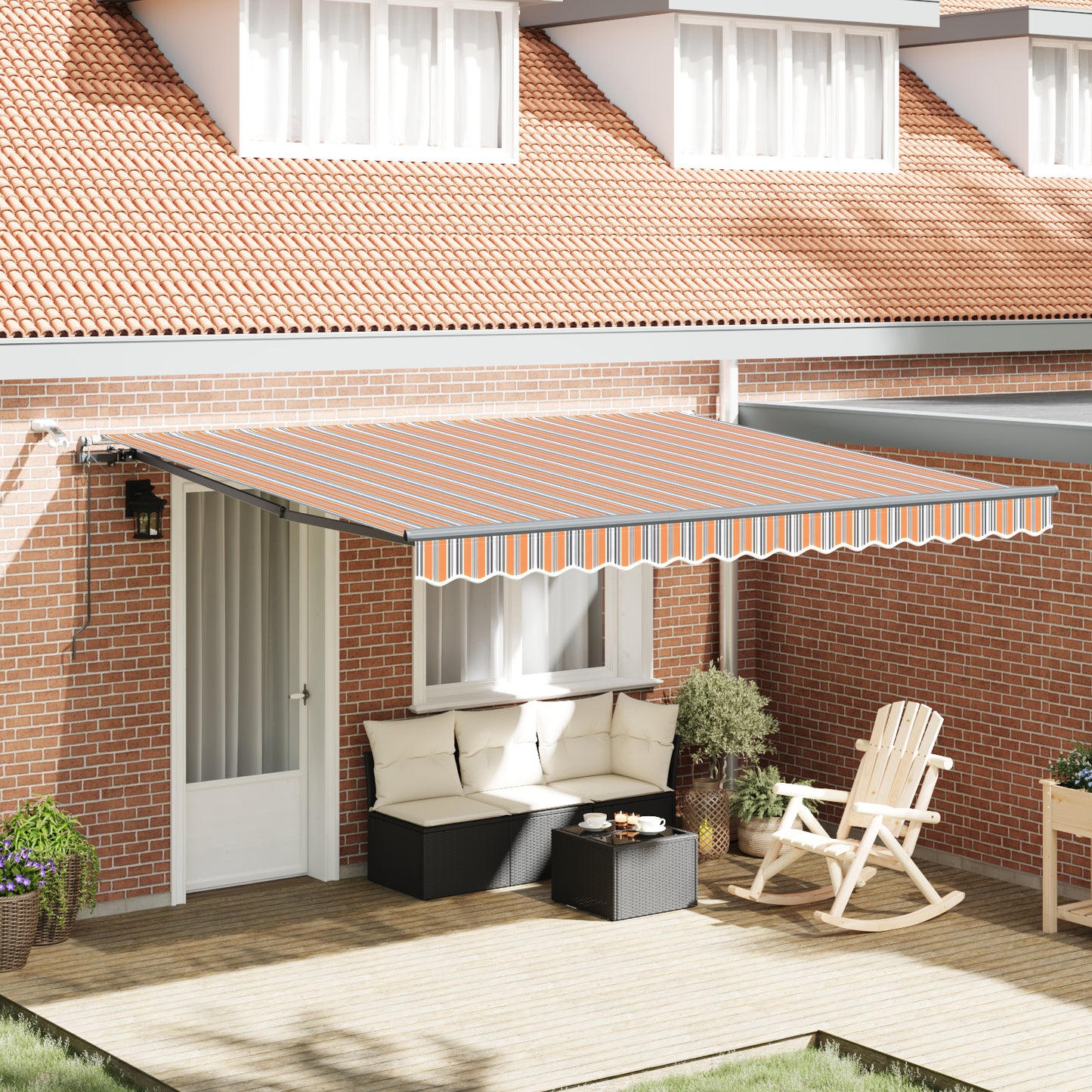 Uttrekkbar markise Flerfarget 400 × 300 cm Polyester