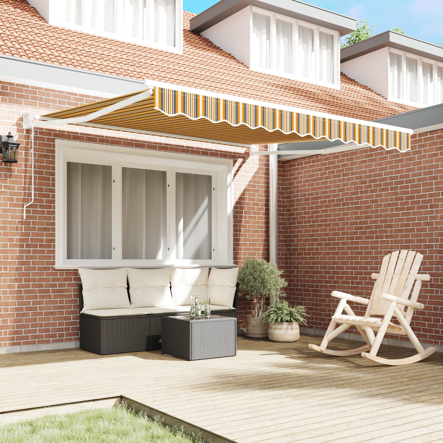 Uttrekkbar markise Flerfarget 350 x 250 cm Polyester og Metall