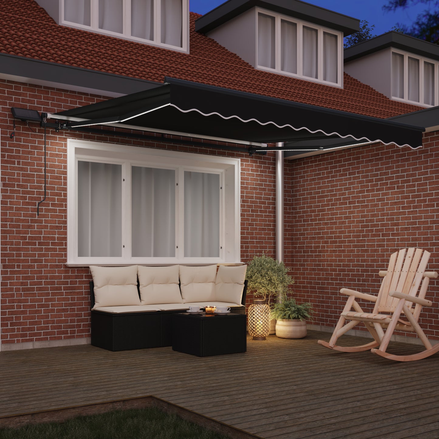 Uttrekkbar markise Svart 350 x 250 cm Stoff og Aluminium