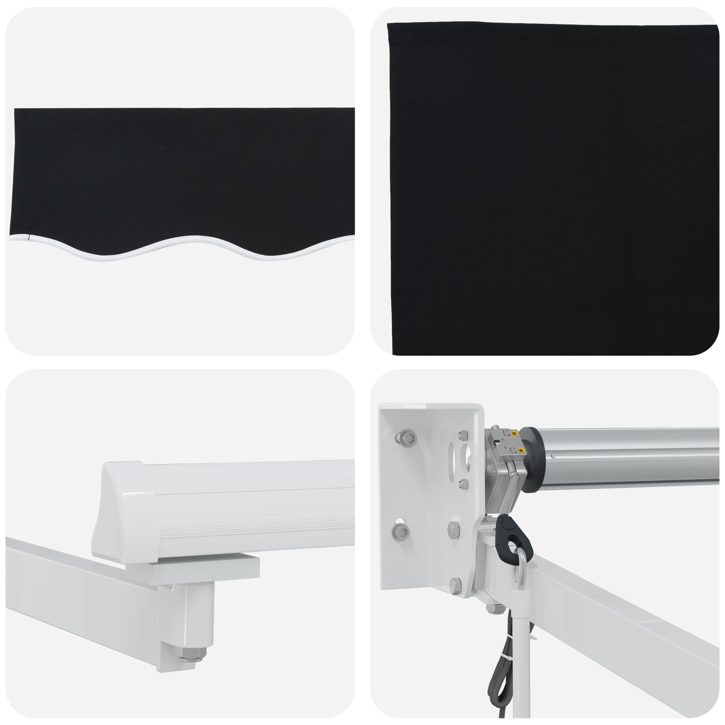Uttrekkbar markise Svart 350 x 250 cm Polyester og Metall
