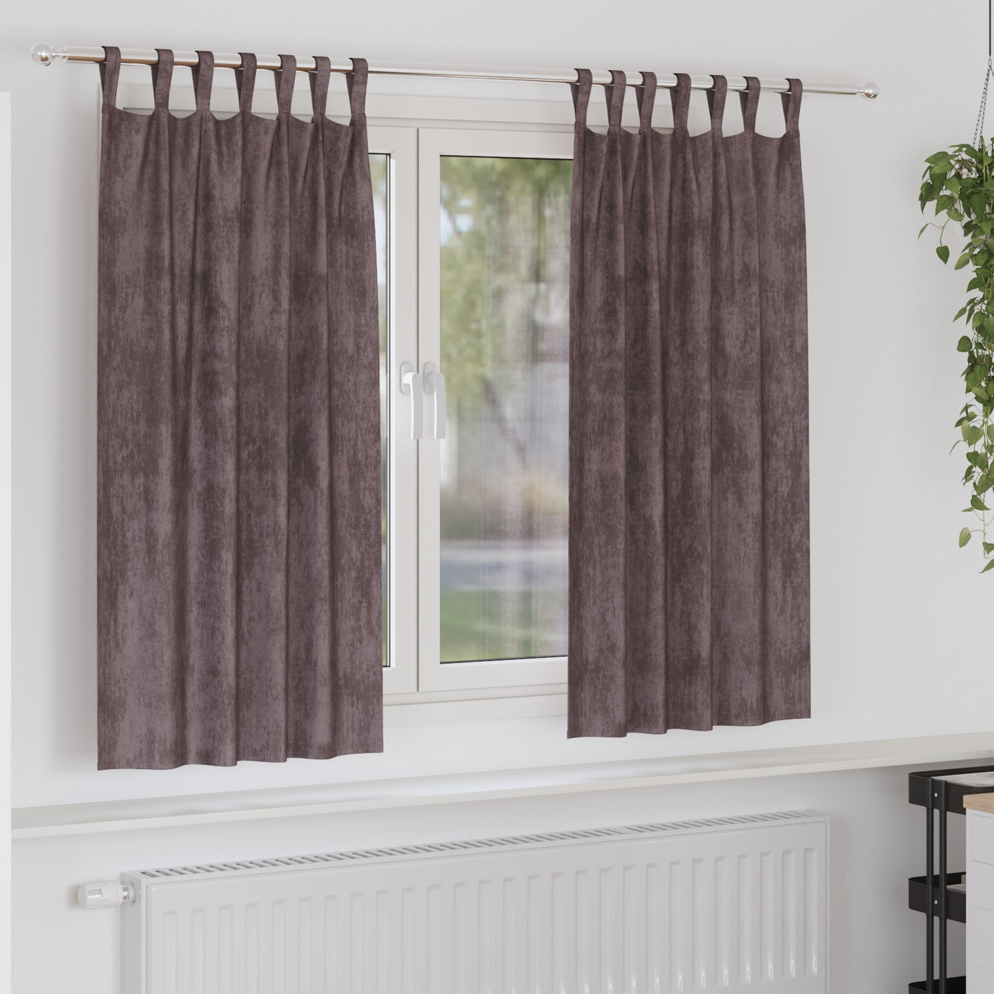 Fløyel Gardiner med gardiner 2 pcs Brun 175 x 140 cm Fløyel