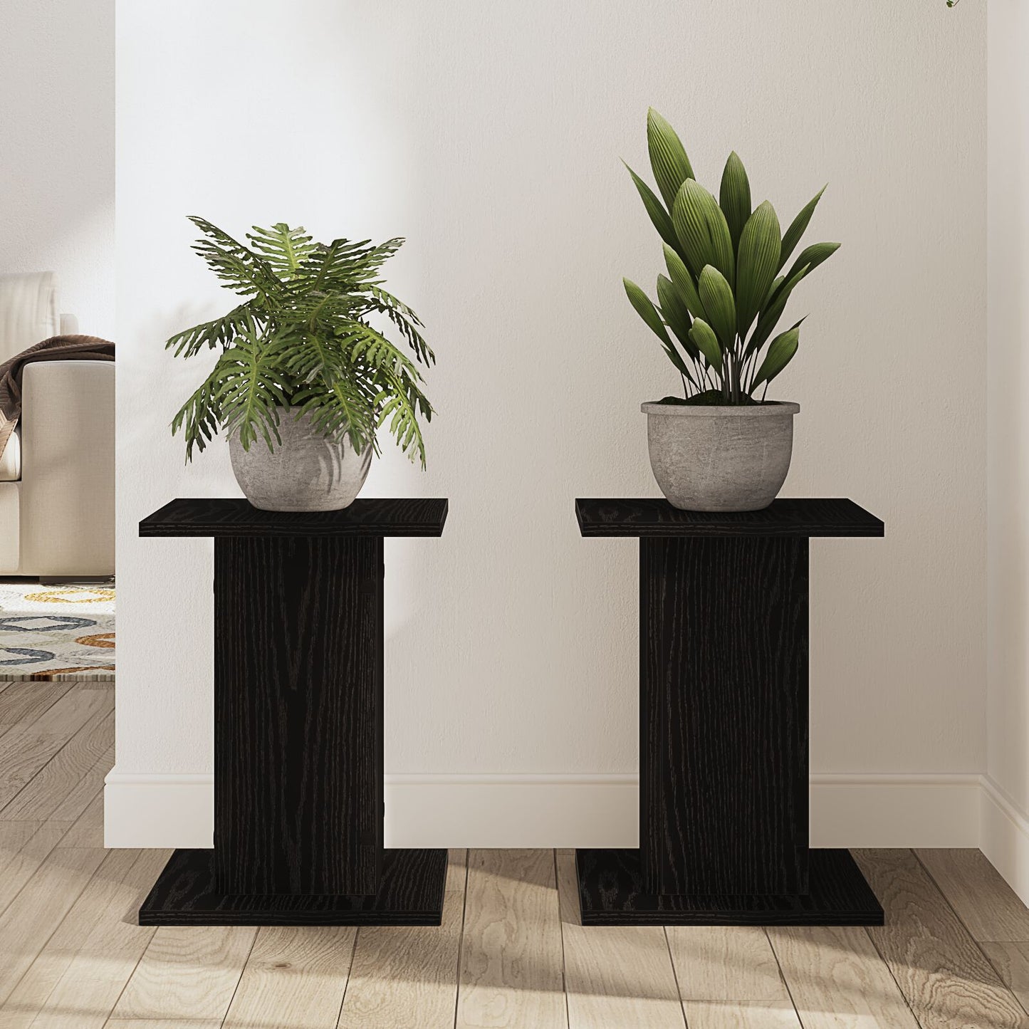 Planteholder 2 pcs Svart Eik 30 x 30 x 40 cm Konstruert tre