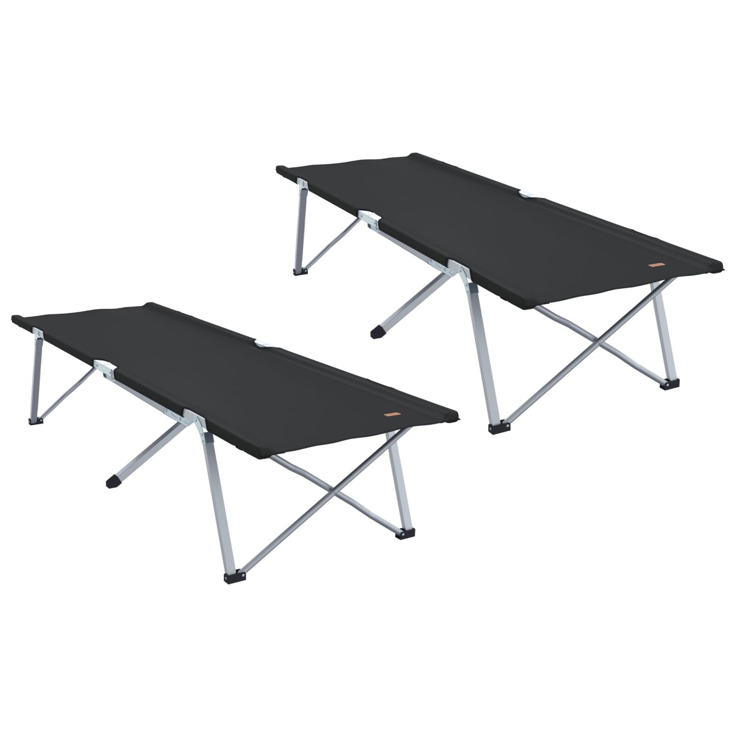 Sammenleggbar camping seng 2 pcs Svart 194 x 62,5 x 42,5 cm