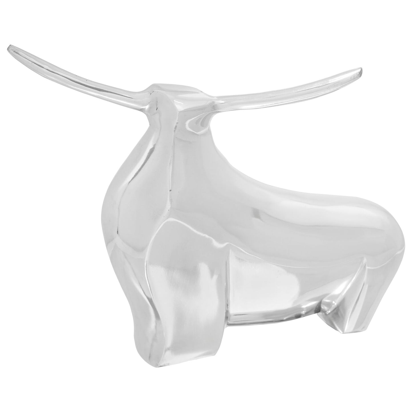Okse-skulptur sølv 37 x 44 x 17 cm Aluminium