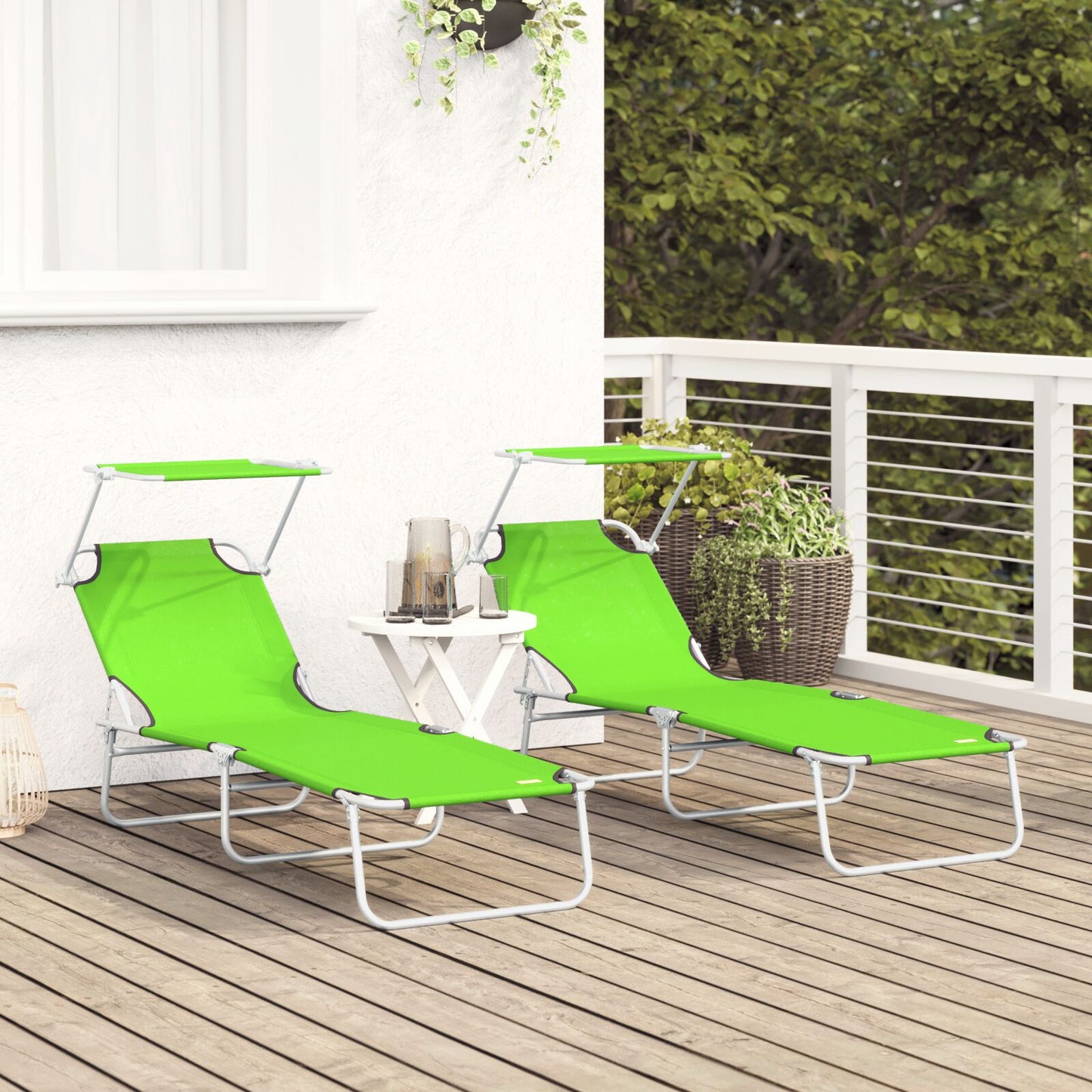 Solstol 2 pcs grønn 58 x 188 x 77cm Polyester