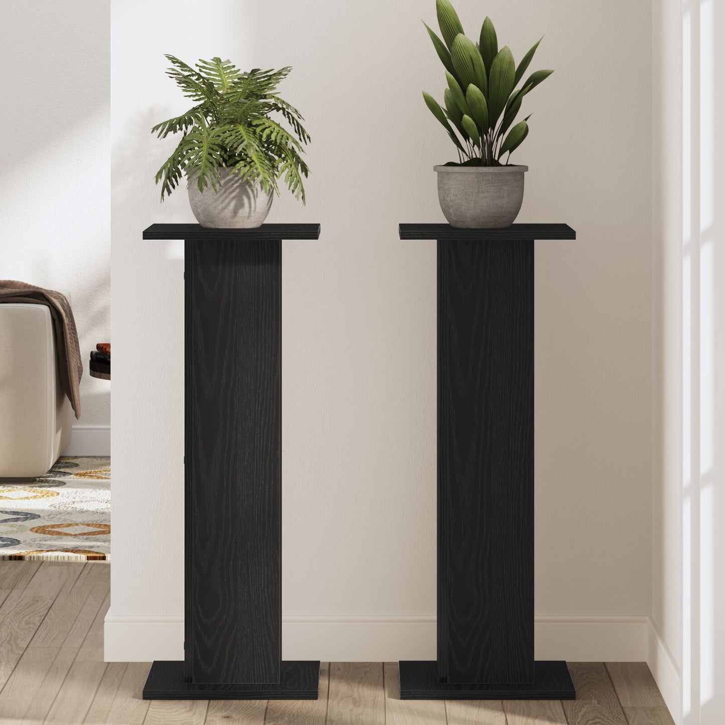 Planteholder 2 pcs Svart Eik 30 x 30 x 80 cm Konstruert tre