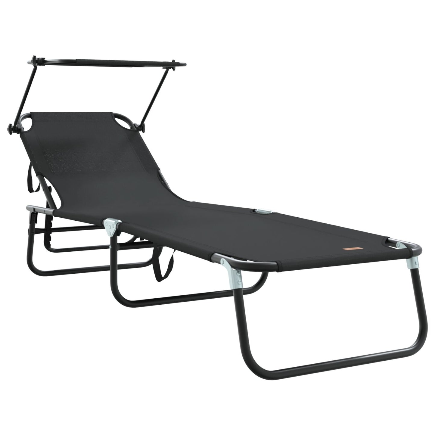 Sammenleggbar solstol Svart 190 x 57 x 81 cm oxford