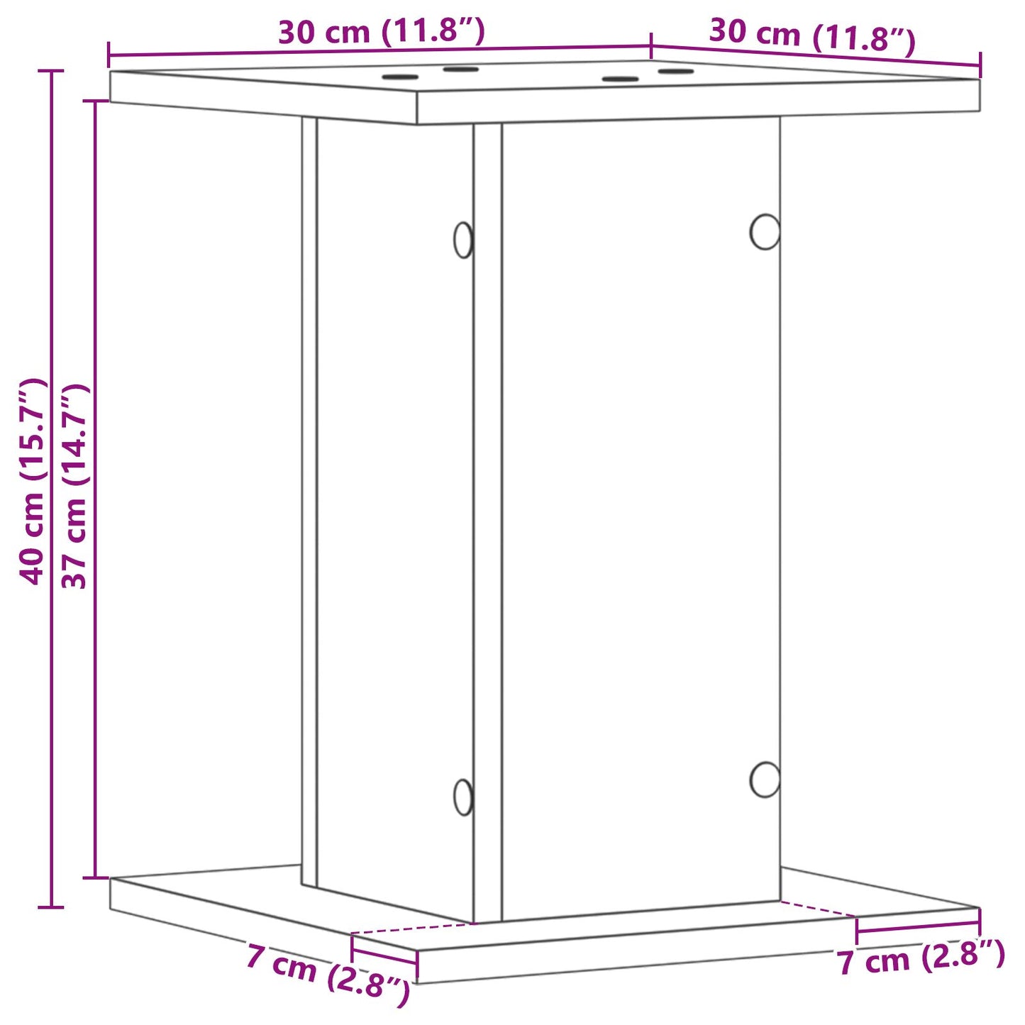 Planteholder 2 pcs Svart Eik 30 x 30 x 40 cm Konstruert tre