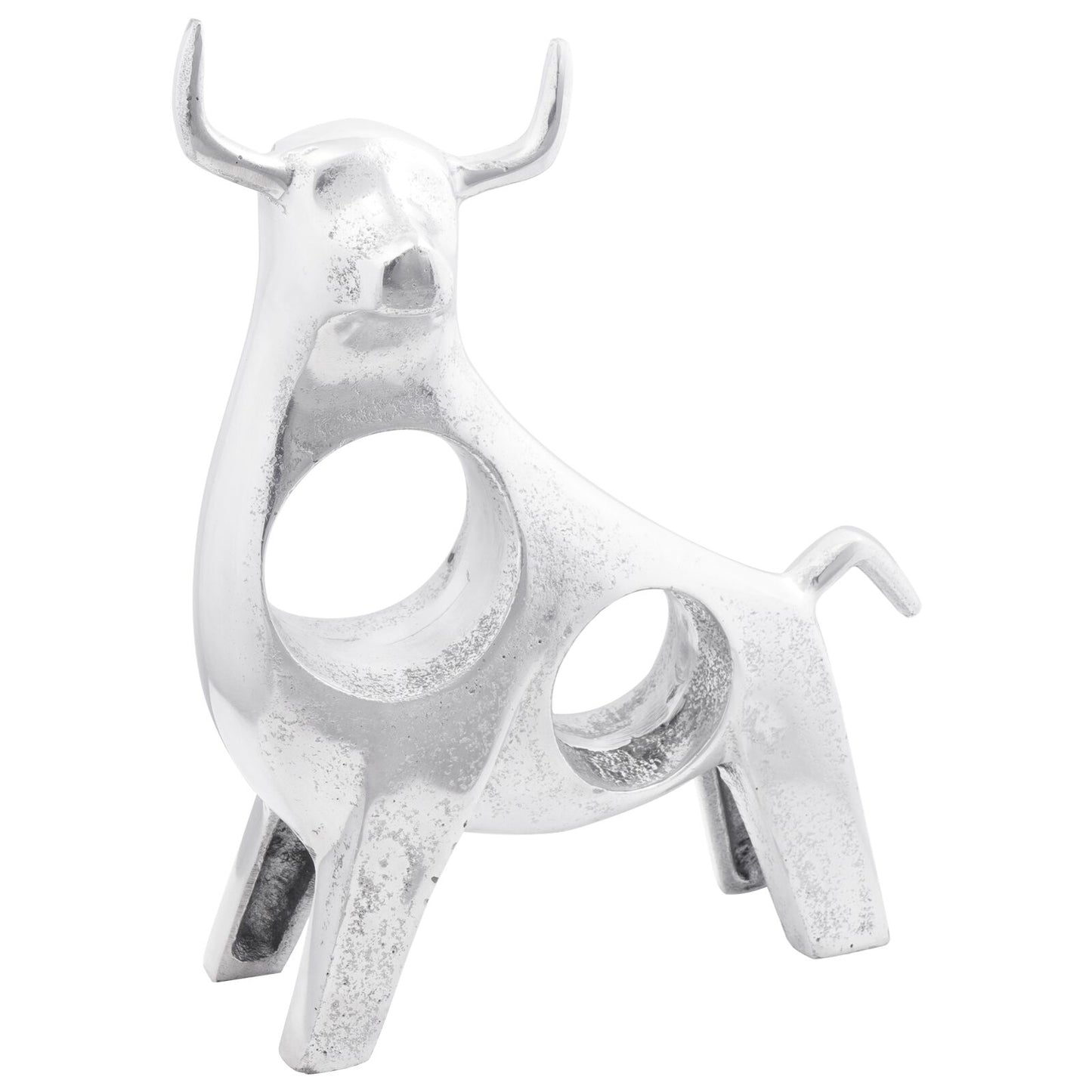 Okse-skulptur sølv 22 x 9,5 x 34 cm Aluminium