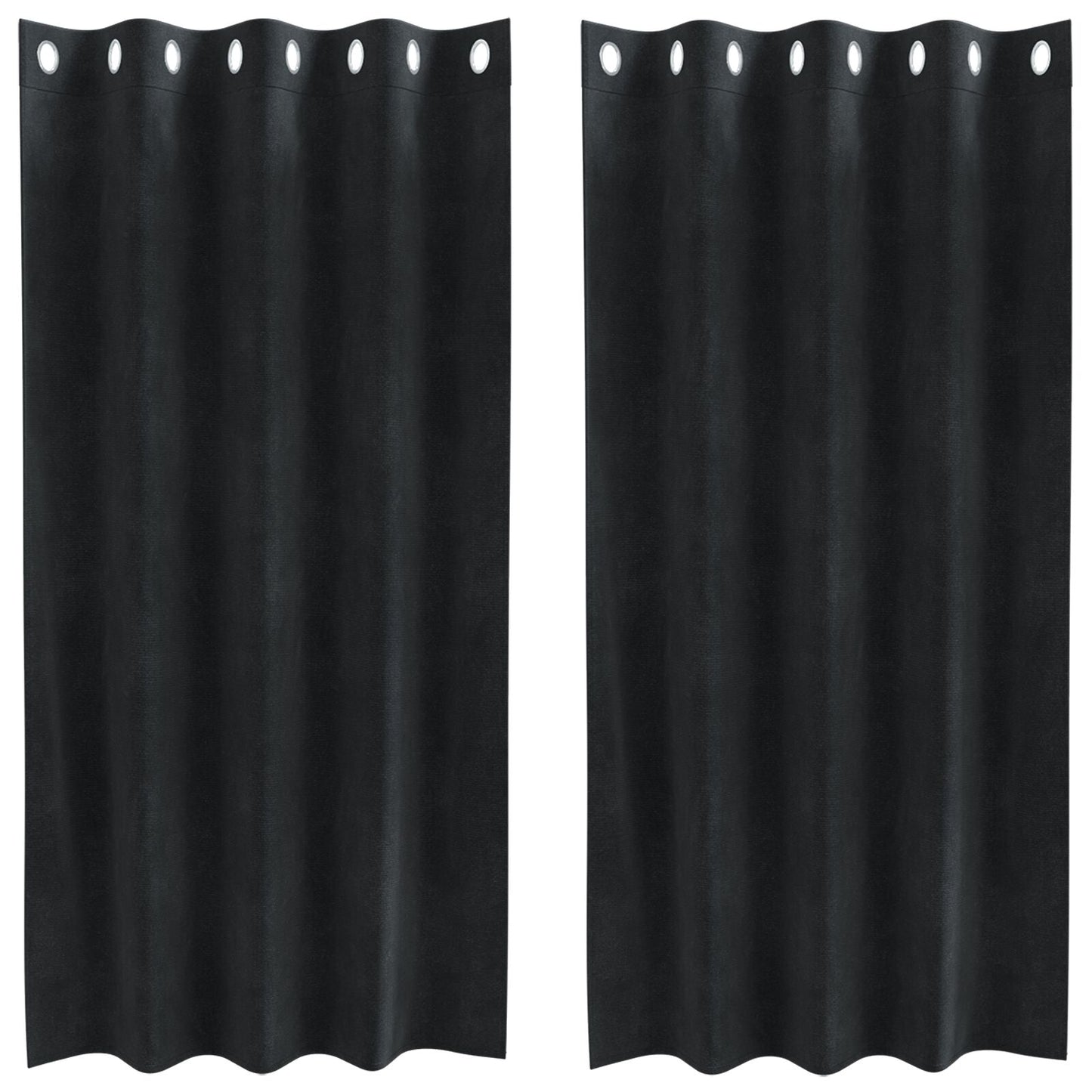 Blendingsgardiner 2 pcs Svart 140 x 175 cm Fløyel