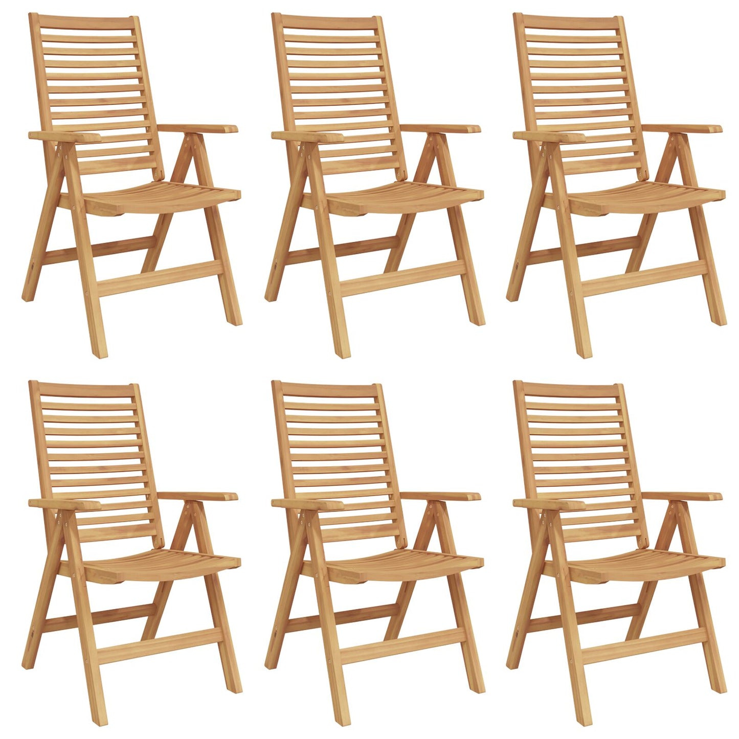 Stol 6 pcs Brun 64,5 x 52 x 108 cm Massivt Teaktre