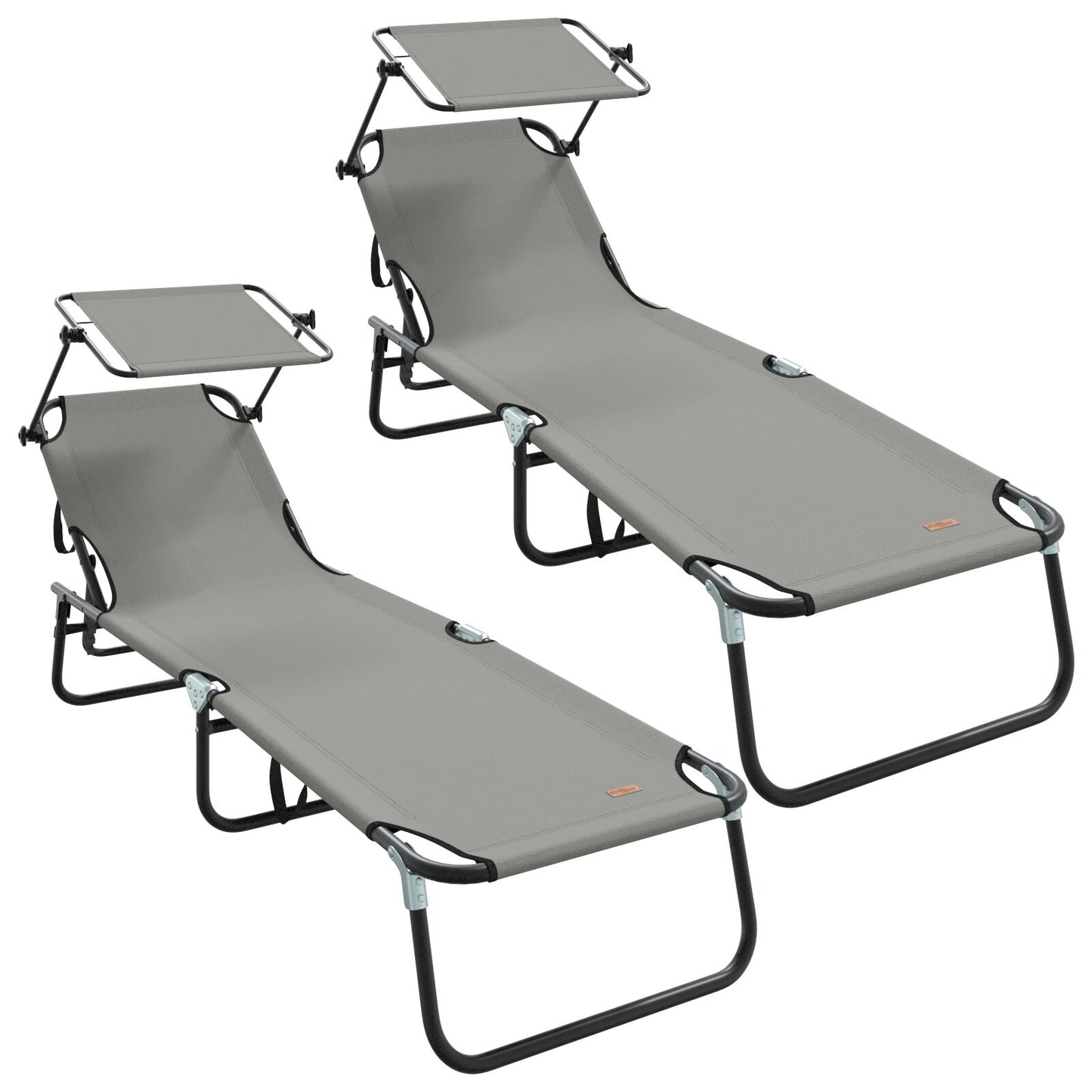 Sammenleggbar solstol 2 pcs Grå 190 x 57 x 81 cm oxford
