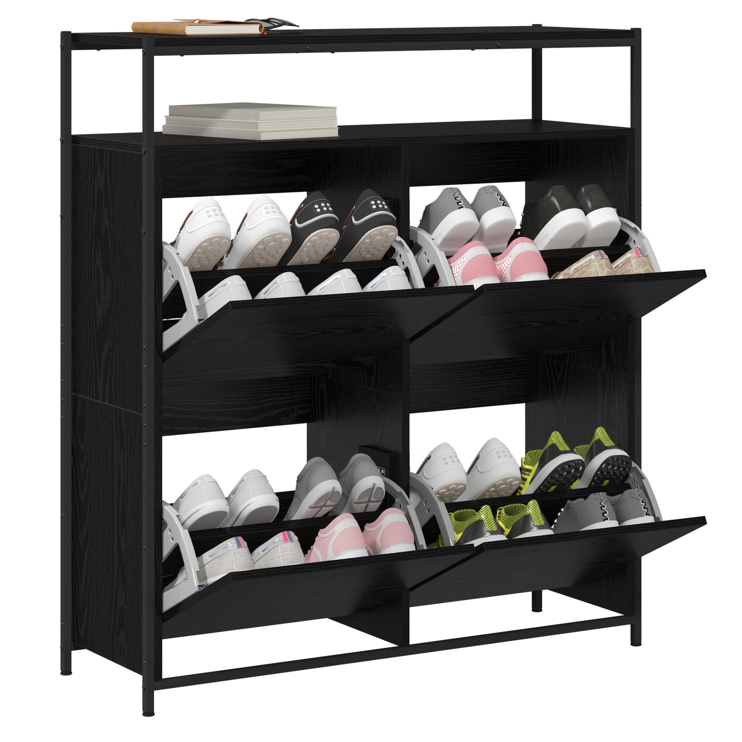 Sko Skap med hylle Svart Eik 100 x 34 x 112 cm Konstruert tre