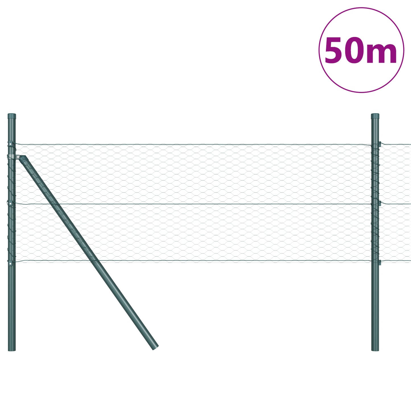 Sekskantet gjerde grunstift 50 x 0,8 m PVC-belagt stål Grønn