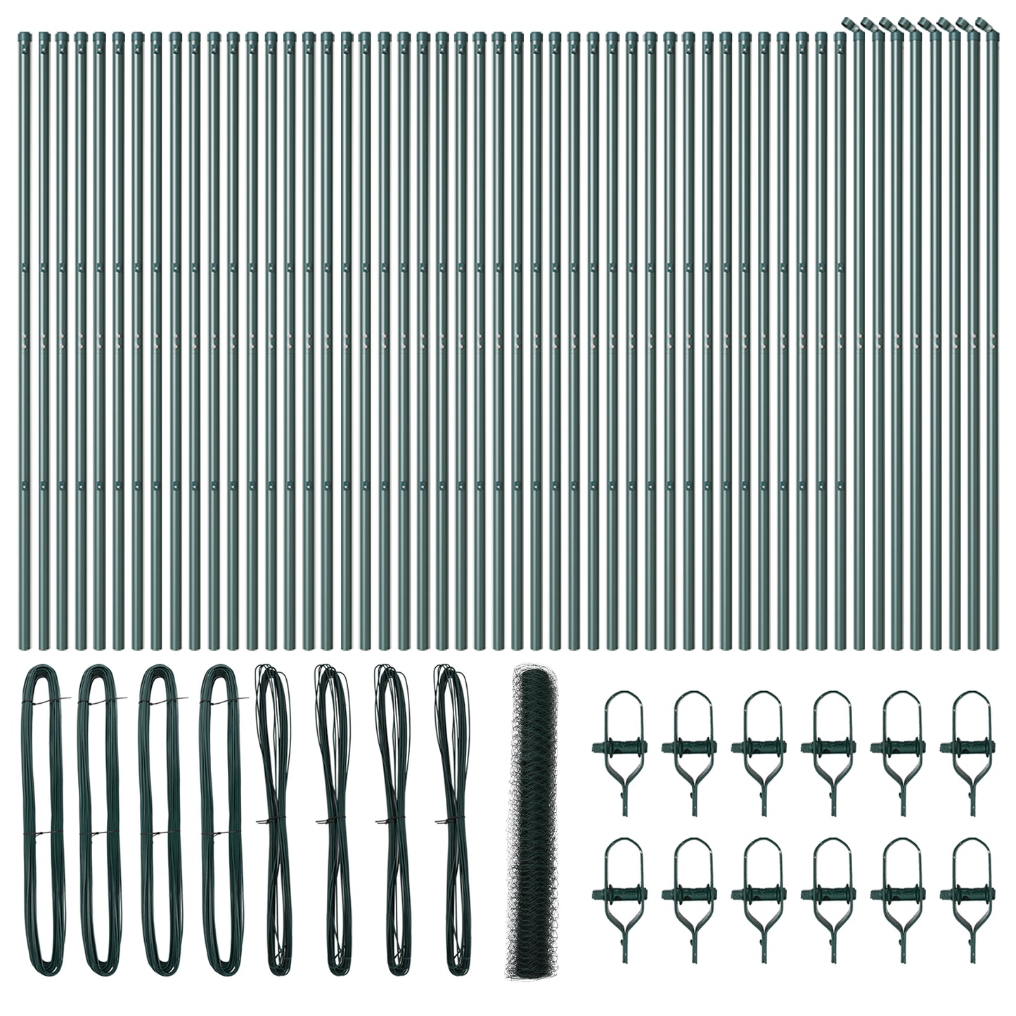 Sekskantet gjerde grunstift 100 x 1,4 m PVC-belagt stål Grønn