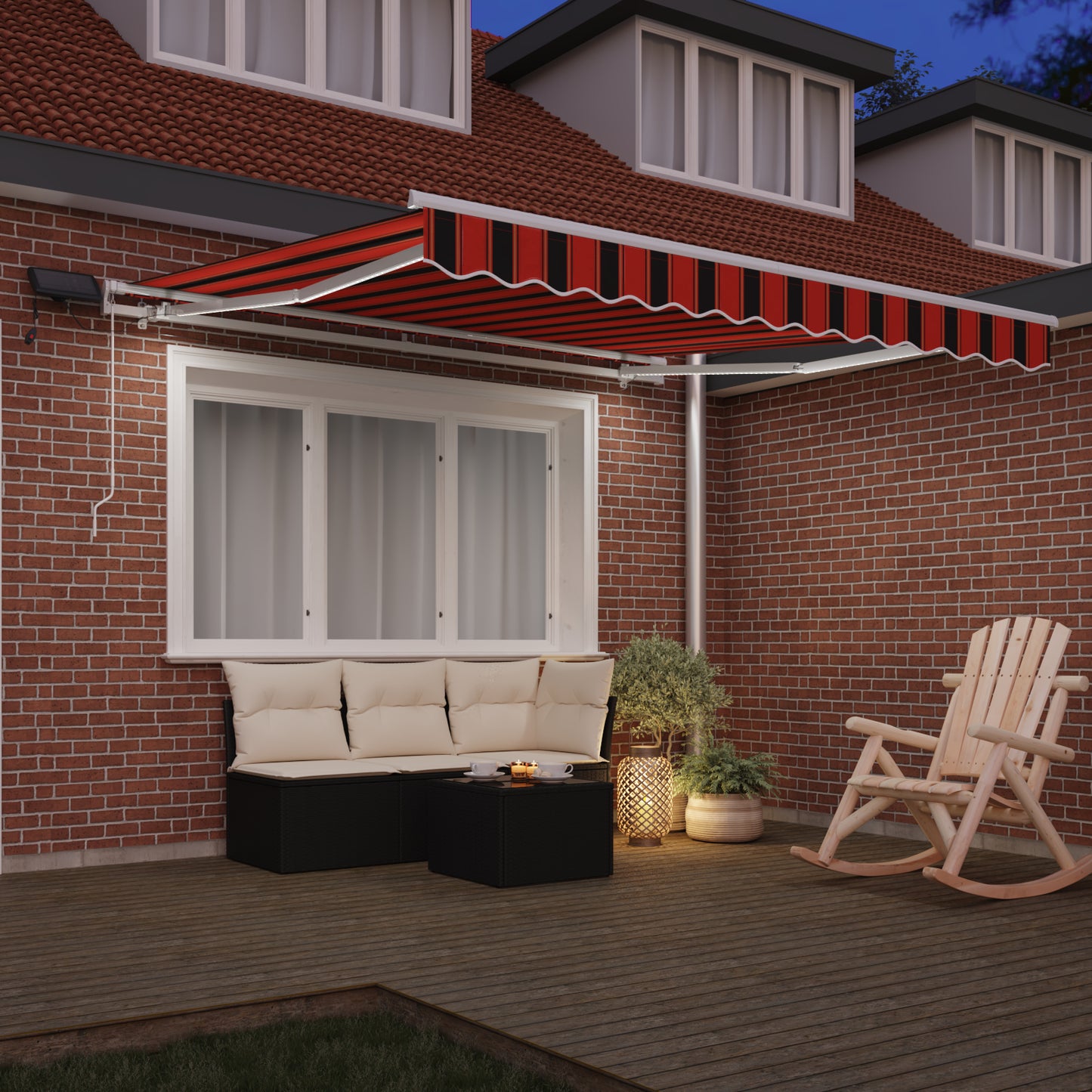Uttrekkbar markise oransje og brun 300 x 250 cm
